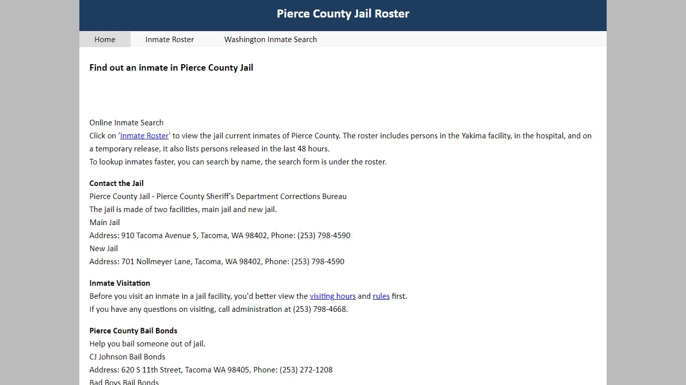 Pierce County Jail Roster